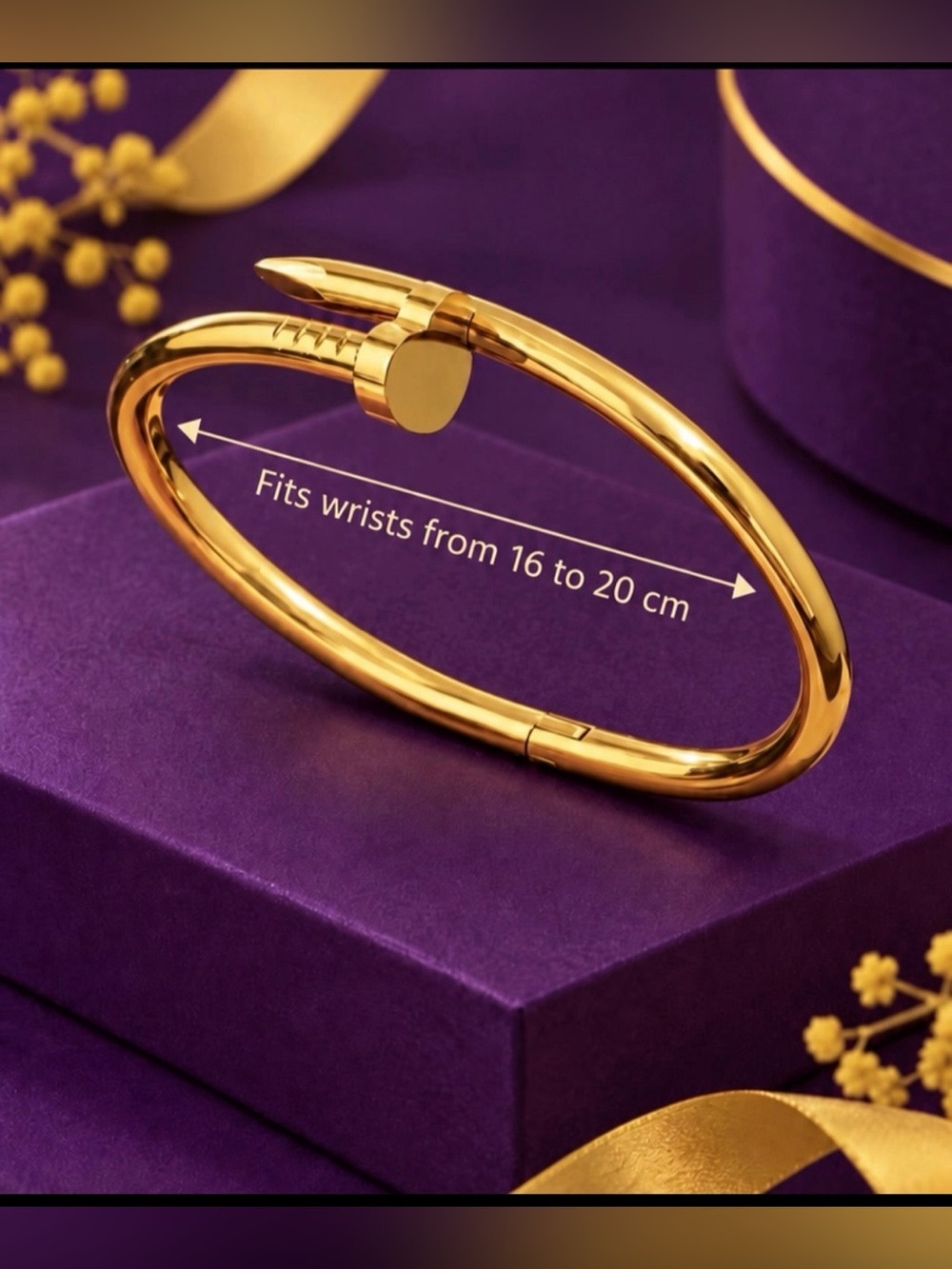🌺Iris Nail Bangle Bracelet🌺 316L Stainlees Steel,18K Gold Plated PVD